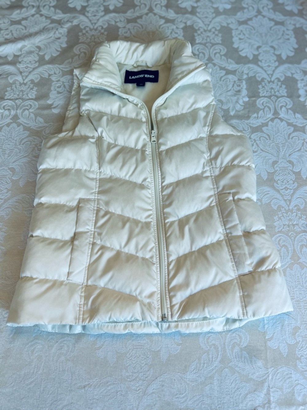 Lands' End Women's Ivory Quilted Puffer Vest